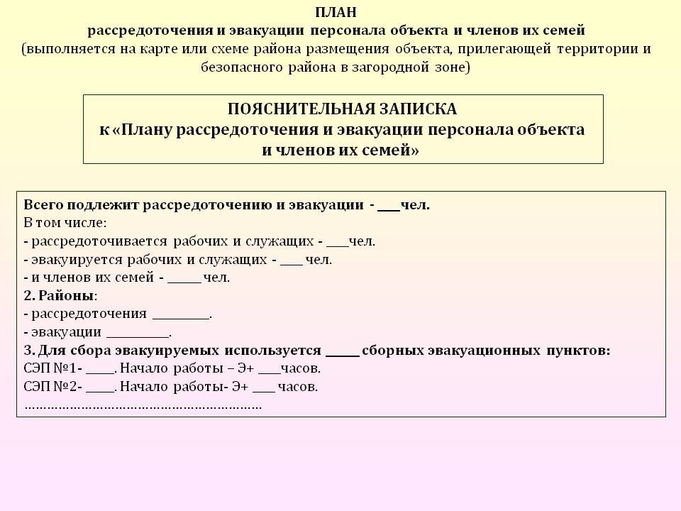 План работы эвакуационной комиссии на год муниципального образования